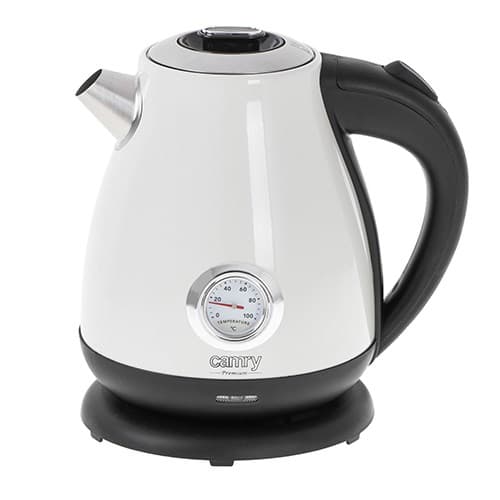 Camry | Vattenkokare med termometer | CR 1344 | Elektrisk | 2200 W | 1,7 L | Rostfritt stål | 360° roterande bas | Vit