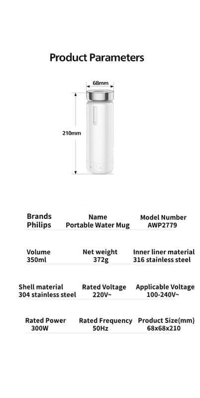 Philips AWP2779 bærbart elkedelkrus – 350 ml vakuumisoleret rejsetermokande