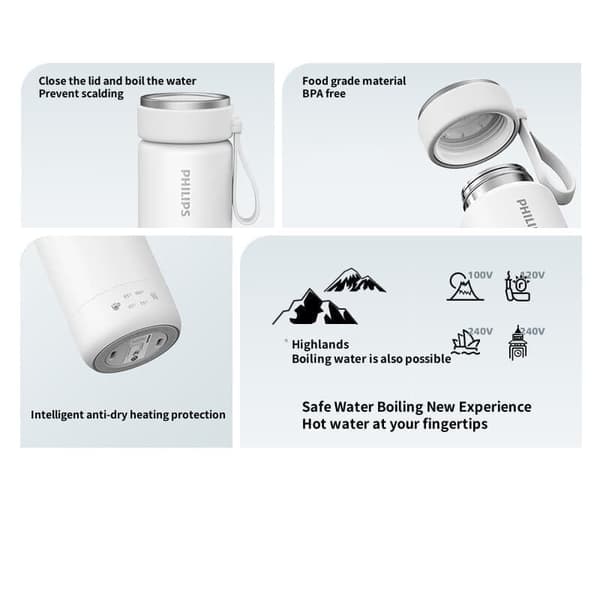 Philips AWP2779 bærbart elkedelkrus – 350 ml vakuumisoleret rejsetermokande