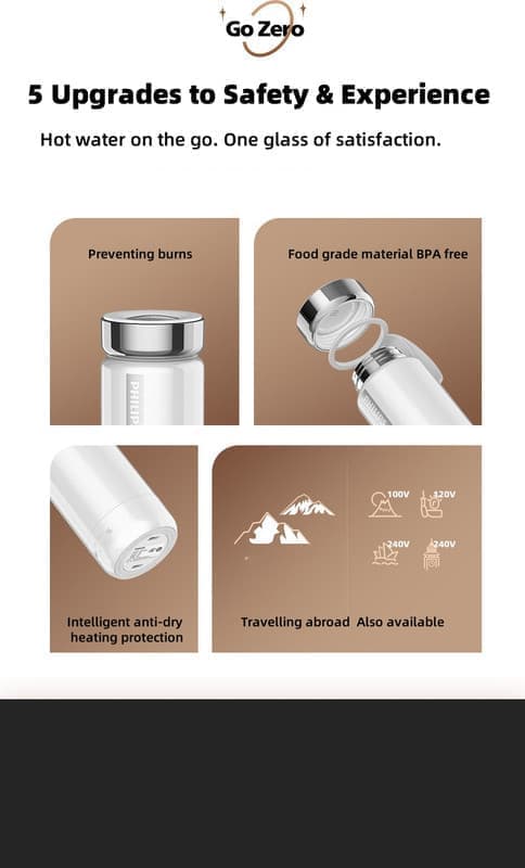 Philips AWP2799 bærbar elkedelflaske – 350 ml vakuumisoleret rejsetermokande
