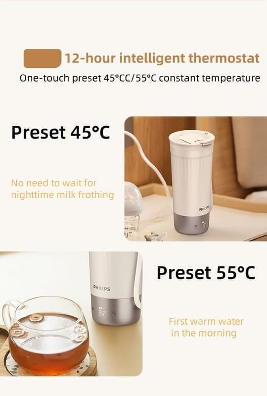 "Philips AWP2774 bærbar kedelflaske - 400 ml vakuumisoleret rejsetermokande
