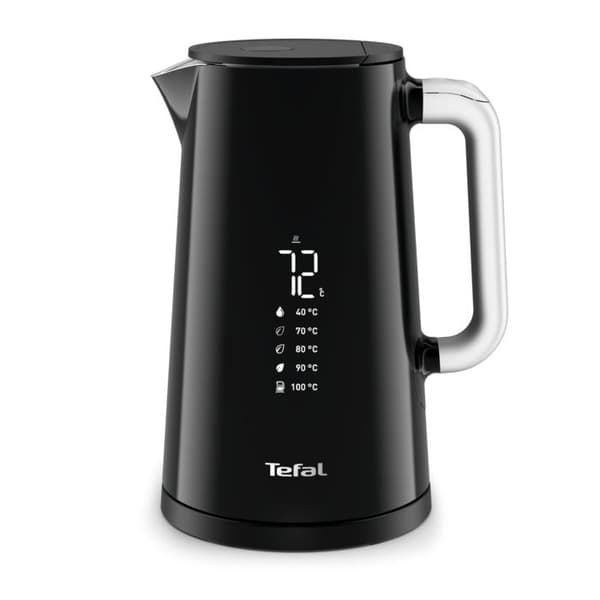 TEFAL Smart'n Light, Vattenkokare, Digital skärm, 1,7 L, 5 temperaturer, Anti-skållningsvägg, Rostfri inredning, 360° bas KO850810