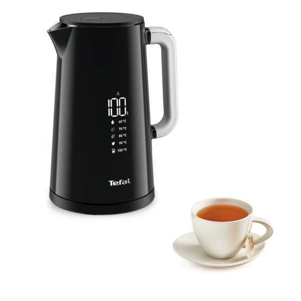 TEFAL Smart'n Light, Vattenkokare, Digital skärm, 1,7 L, 5 temperaturer, Anti-skållningsvägg, Rostfri inredning, 360° bas KO850810