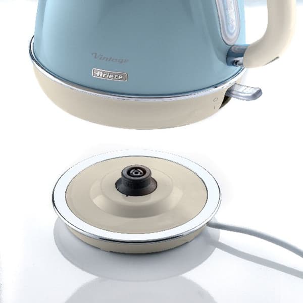 Vintage Vattenkokare 1L Blå - ARIETE - 1630 Watt - 360 graders bas - Sladdlös gjutning