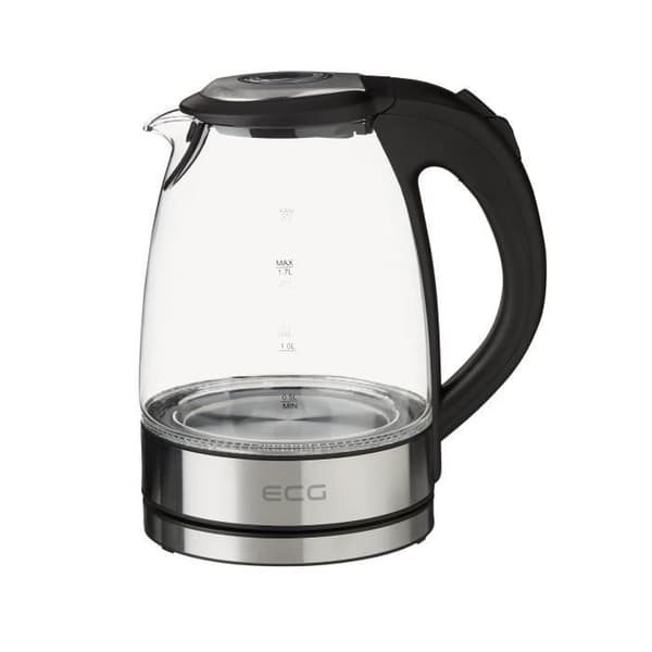 Vattenkokare i Pyrex glas och rostfritt stål - EKG RK 1776 - 1,7L - 2200W - blå belysning