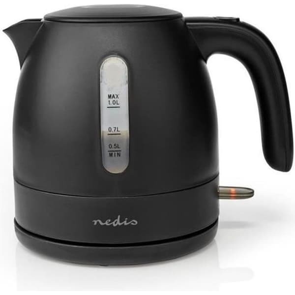 Nedis elektrisk vattenkokare - 1,0 L - Svart - 360 grader roterbar - Dolt värmeelement