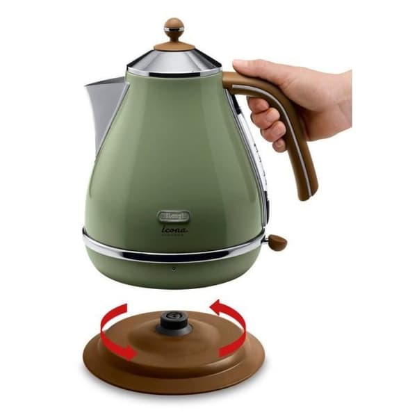 Vattenkokare - Delonghi - Icona Vintage - 2000 W - 1,7 L - Olivgrönt och kanelhandtag
