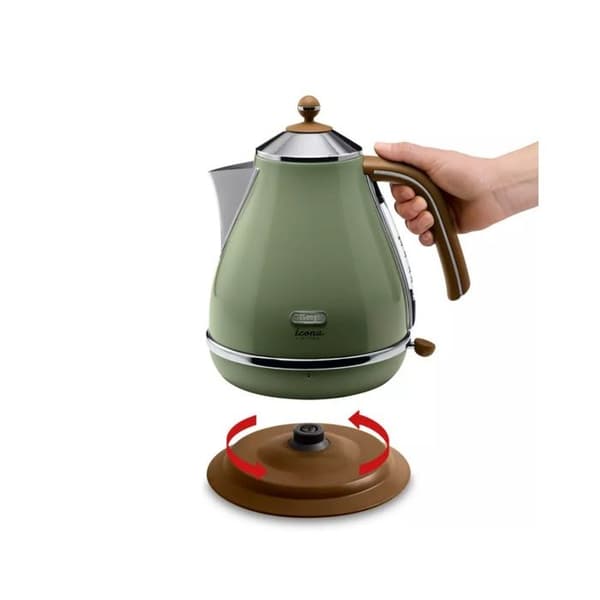 Vattenkokare - Delonghi - Icona Vintage - 2000 W - 1,7 L - Olivgrönt och kanelhandtag