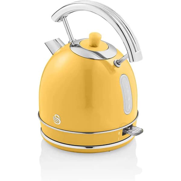 Retro vattenkokare, 1,8 L, BPA-fritt rostfritt stål, dold motstånd, sladdlös SWAN SK14630YELNEU 3000W Gul 53784
