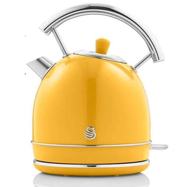 Retro vattenkokare, 1,8 L, BPA-fritt rostfritt stål, dold motstånd, sladdlös SWAN SK14630YELNEU 3000W Gul 53784