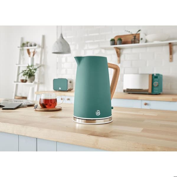 "Bouilloire elektrisk 1,7L Ultra Snabb Trådlös Modern Nordic Design SWAN SK14610GRENEU 2200W Grön 40883"