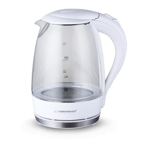 Vattenkokare - ESPERANZA - SALTO ANGEL - 1,7 L - 2200 W - Vitt glas