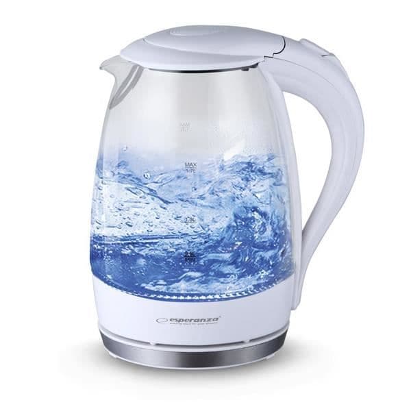 Vattenkokare - ESPERANZA - SALTO ANGEL - 1,7 L - 2200 W - Vitt glas