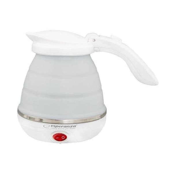 Hopfällbar vattenkokare - Esperanza - 0,5 L - Silikon, rostfritt stål, plast - Vit
