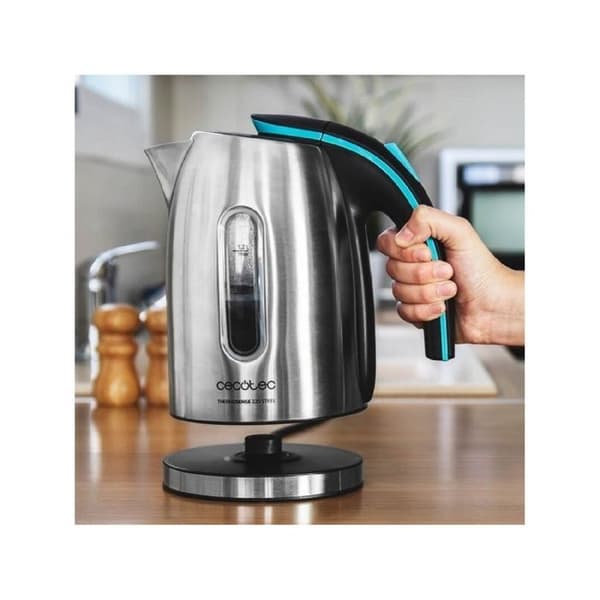 Cecotec ThermoSense 220 elektrisk vattenkokare i stål. 1,2 L, BPA-fri, Rostfritt stål, 360 Bas, Anti-kalkfilter, Triple Syst