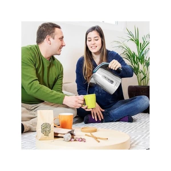 Cecotec ThermoSense 220 elektrisk vattenkokare i stål. 1,2 L, BPA-fri, Rostfritt stål, 360 Bas, Anti-kalkfilter, Triple Syst