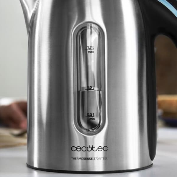 Cecotec ThermoSense 270 elektrisk vattenkokare i stål - 1,7 L - 2200 W - Base 360 - Anti-kalkfilter