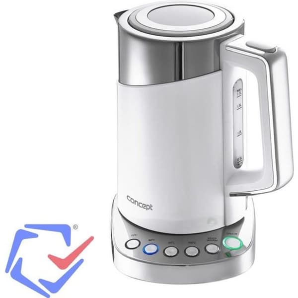 Elektrisk termoreglerande vattenkokare 1,7L Concept DW vit justerbar med temperaturväljare te kaffe