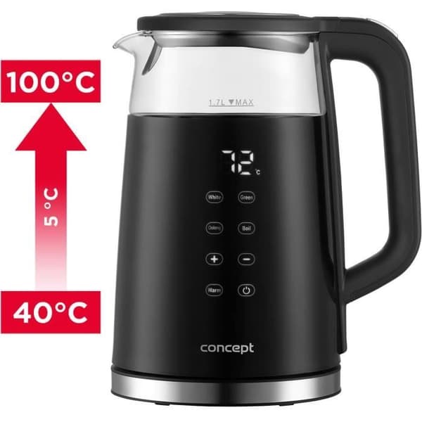 Glasvattenkokare Concept 1,7L med temperaturkontroll RK4100