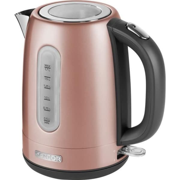 SENCOR SWK 1775RS Vattenkokare i rostfritt stål med avtagbart filter och strömbrytare med bakgrundsbelysning, 1,7 L, Rosa