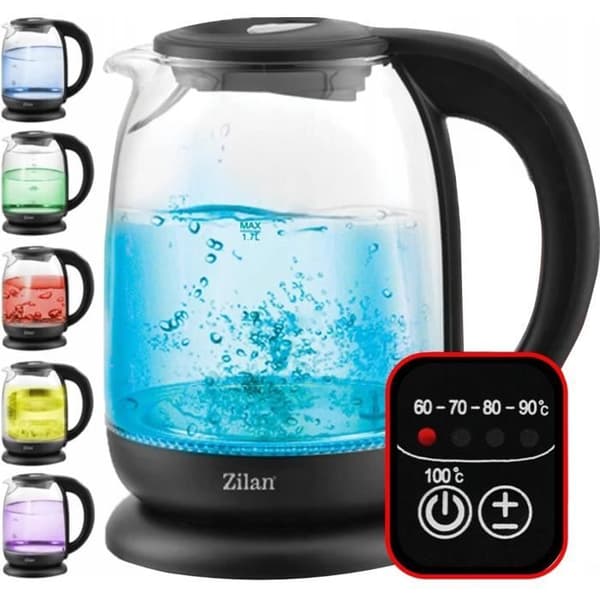 Zilan Vattenkokare i glas med digital skärm och LED, 1.7lt, 5 temperaturinställningar, 2200W