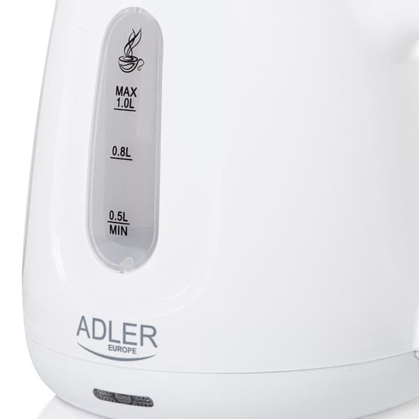 Adler vattenkokare, kapacitet 1L, effekt 850W, vit, AD 1373