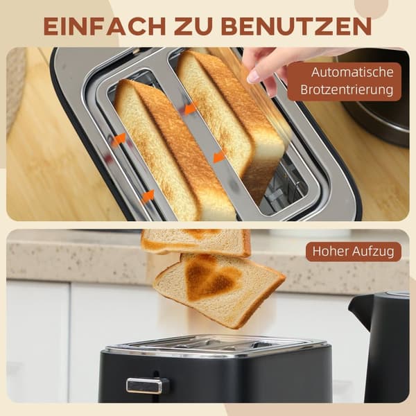 Kedel Ristbrødrister Sæt, 2200 W 1,7L, 21.2x16x24.3 cm, Sort