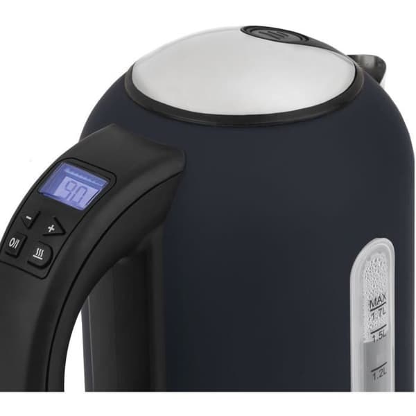 Programmerbar vattenkokare - HKoeNIG - Boe56 - 1,7L - 2200 W - Justerbar temperatur - LCD-skärm - Matt midnattsblå och rostfritt stål