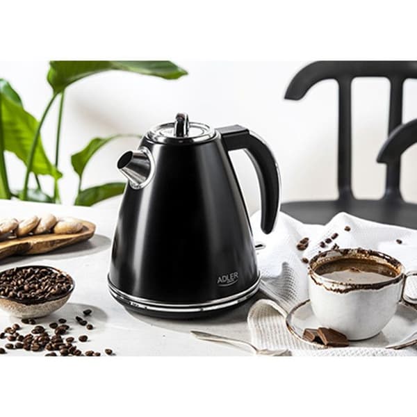 Vattenkokare - ADLER - AD 1343 - Svart metall - 1,5 L - 2200 W - 360° bas