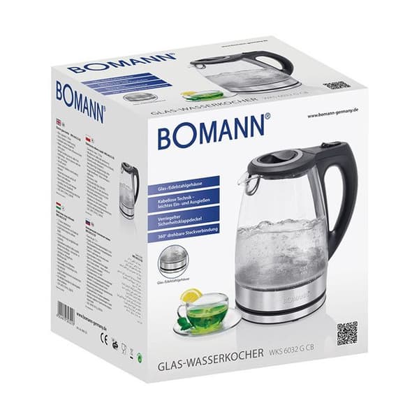 Vattenkokare i glas 1,5L 2200W Bomann WKS 6032 G CB