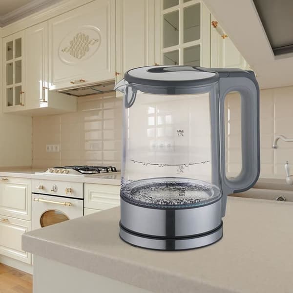 Maestro 1,7L vattenkokare i glas med invändig ljus 360 graders bas Automatisk avstängning Kalkfilter