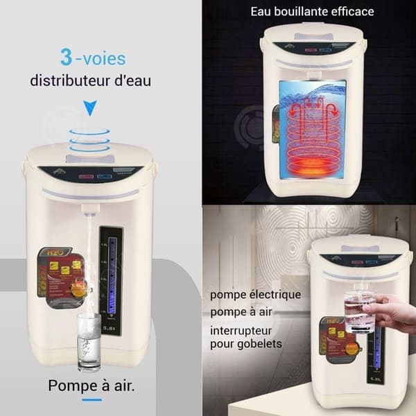 INN Elektrisk vattenkokare 5,8l i rostfritt stål multifunktionell termosvattenkokare bärbar vattenkokare med pump