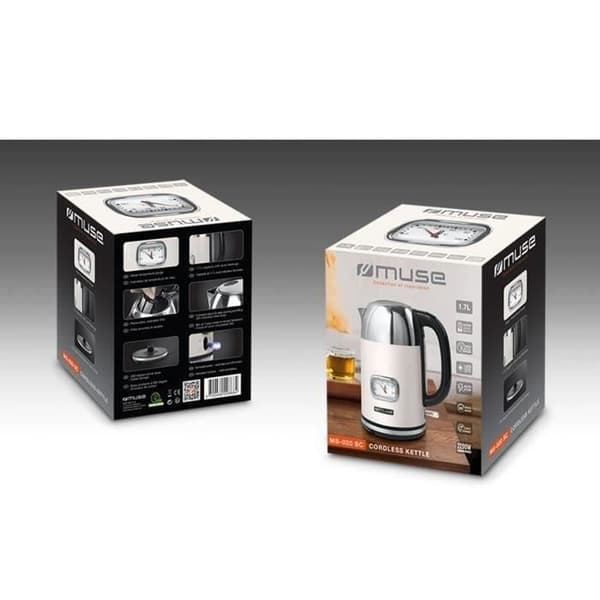 Bouilloire MUSE 1,7 L 2200W trådlös med svängbar bas 360° kräm/inox MS020SC