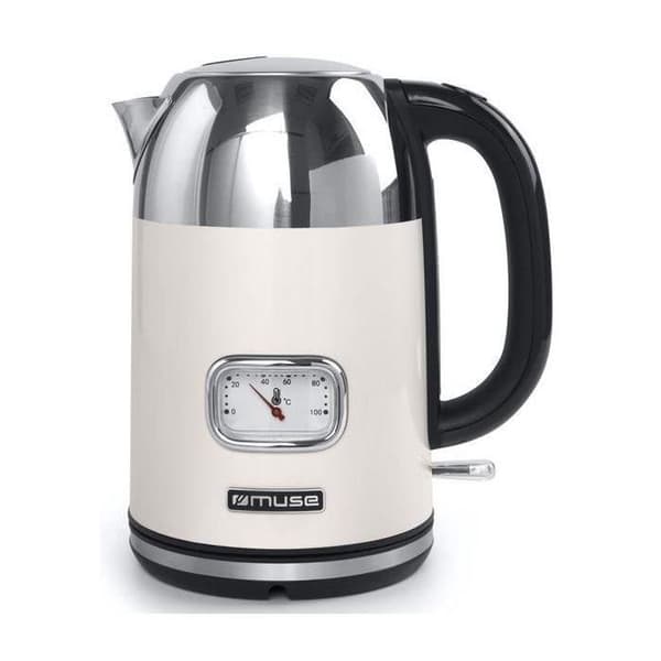 Bouilloire MUSE 1,7 L 2200W trådlös med svängbar bas 360° kräm/inox MS020SC