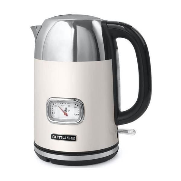 Bouilloire MUSE 1,7 L 2200W trådlös med svängbar bas 360° kräm/inox MS020SC