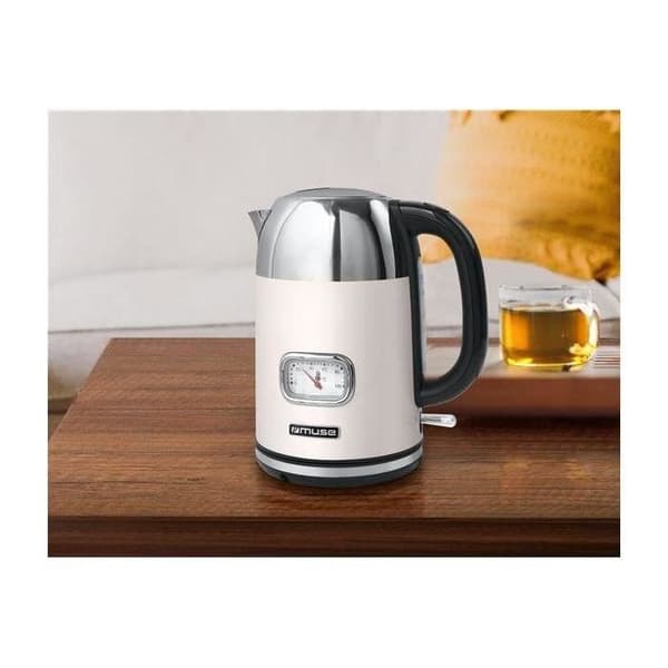 Bouilloire MUSE 1,7 L 2200W trådlös med svängbar bas 360° kräm/inox MS020SC