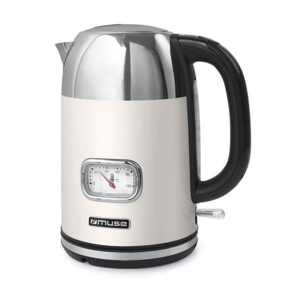 Bouilloire MUSE 1,7 L 2200W trådlös med svängbar bas 360° kräm/inox MS020SC