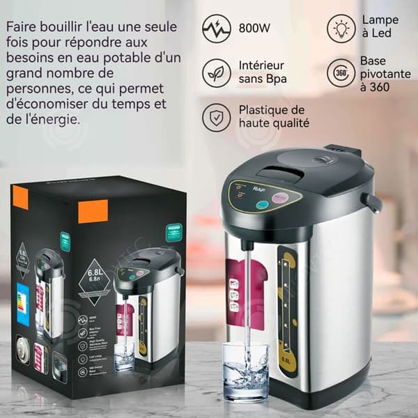 INN Vattenkokare elektrisk 6,8L 800W 220v i rostfritt stål termokanna med pump och handtag vattenkokare i rostfritt stål