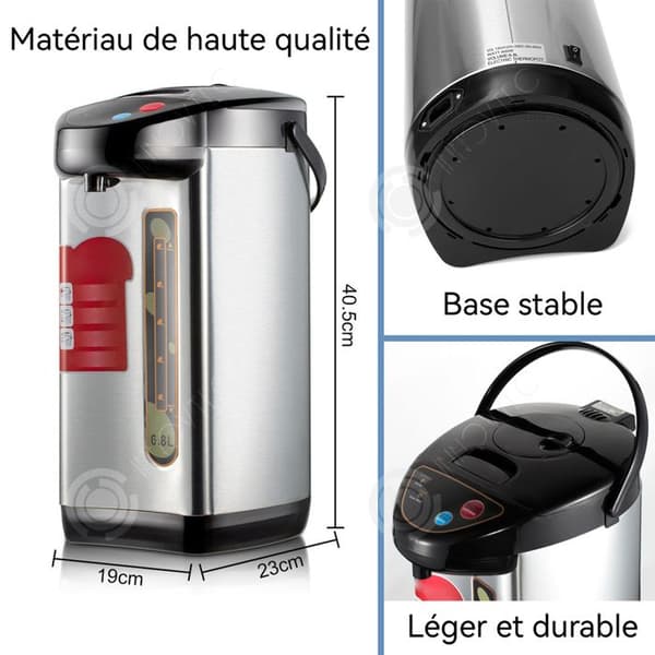 INN Vattenkokare elektrisk 6,8L 800W 220v i rostfritt stål termokanna med pump och handtag vattenkokare i rostfritt stål