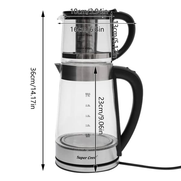 Elektrisk Glaskanna, 2,5L Kapacitet, 1800W Snabbkokning,Svart - klar, 2.5L