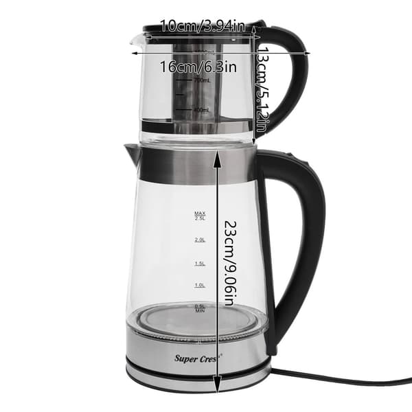 Elektrisk Glaskanna, 2,5L Kapacitet, 1800W Snabbkokning,Svart - klar, 2.5L