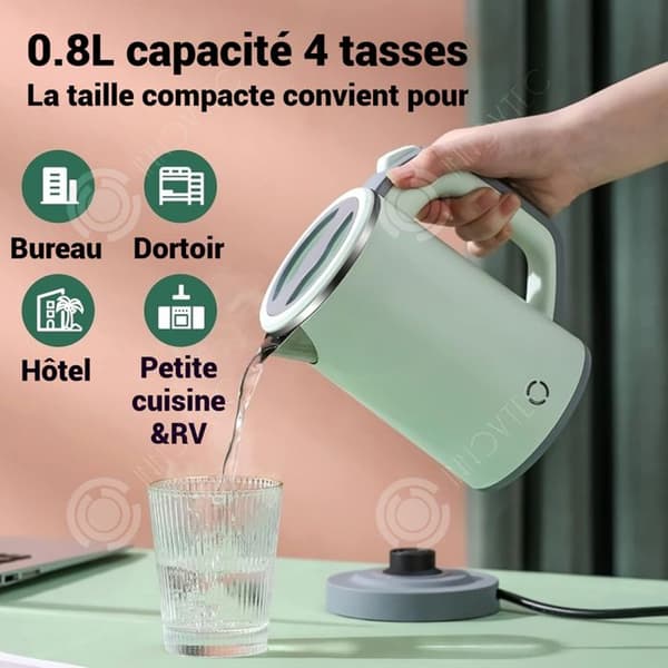 INN Elektrisk vattenkokare i rostfritt stål 800ml 220v 600w 50/60hz utan BPA snabb uppvärmning bärbar vattenkokare i rostfritt stål vattenkokare