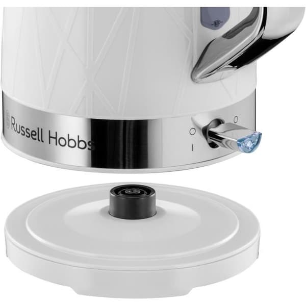 Elkedel - RUSSELL HOBBS - Hvid struktur - 2400 W - 1,7 L - Hurtigkogende zoner - Energibesparende - LED-belysning