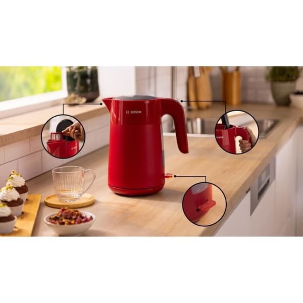 Vedenkeitin - BOSCH - TWK2M164 MyMoment - mattapunainen - kupin ilmaisin - näkyvä vedenpinnan taso