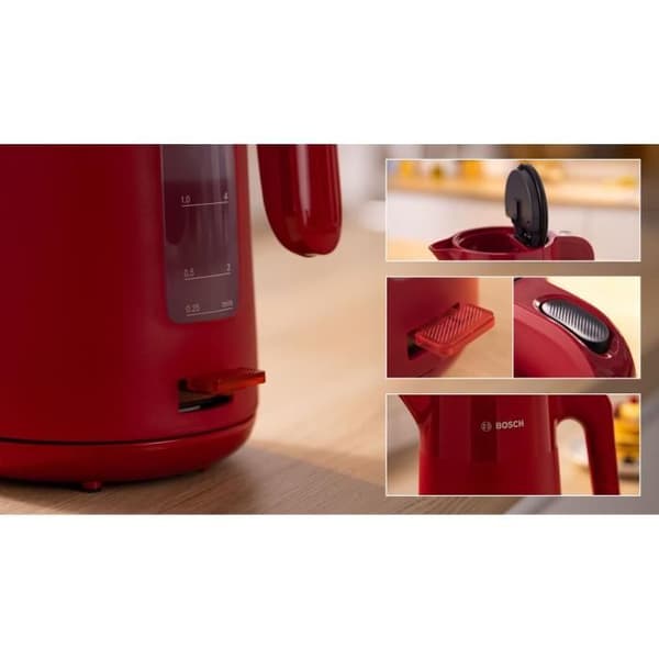Vedenkeitin - BOSCH - TWK2M164 MyMoment - mattapunainen - kupin ilmaisin - näkyvä vedenpinnan taso