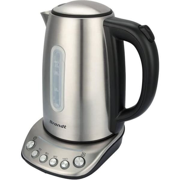 Elkedel - BRANDT - BO1202B - 1,7 L - 5 temperaturer + varmholdning - Rustfrit stål og sort