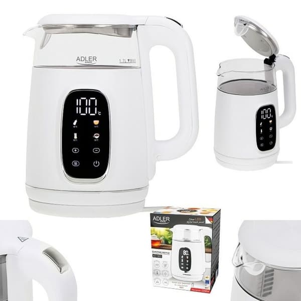 Vattenkokare Adler AD 1305ws Vit Silvrig 2200 W 1,7 L