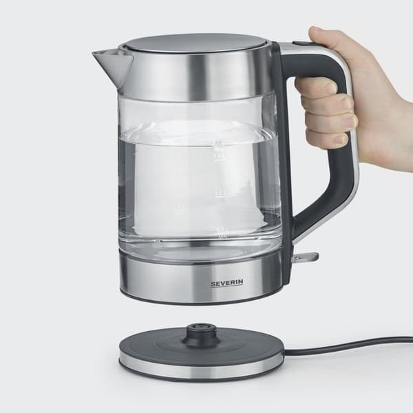 Severin WK 3420 vedenkeitin 1,7 L 2200 W Musta, Ruostumaton teräs, Läpinäkyvä