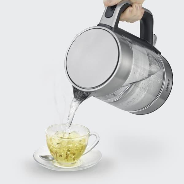 Severin WK 3420 vedenkeitin 1,7 L 2200 W Musta, Ruostumaton teräs, Läpinäkyvä