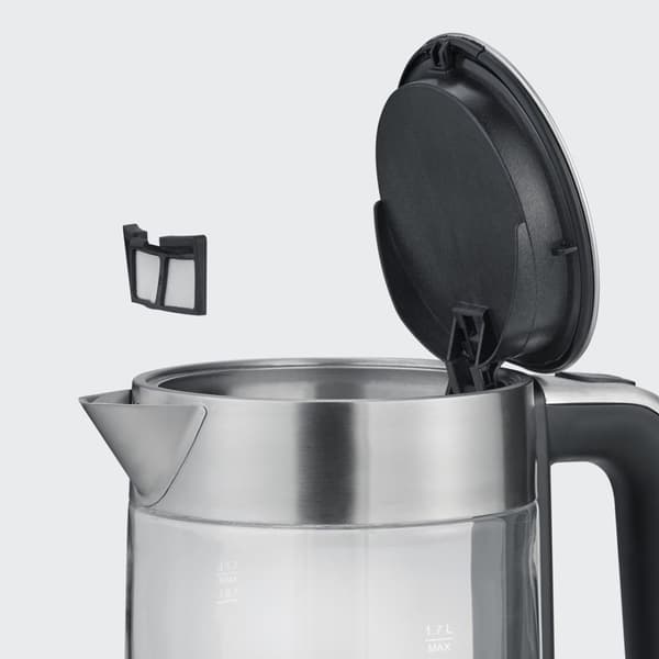 Severin WK 3420 vedenkeitin 1,7 L 2200 W Musta, Ruostumaton teräs, Läpinäkyvä